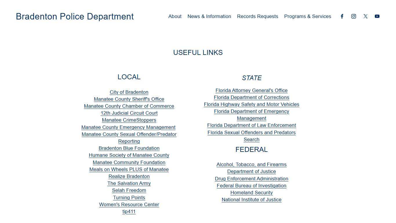 Useful Links — Bradenton Police Department